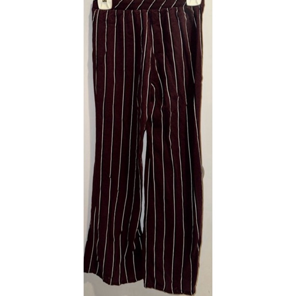 Tilly's Sky & Sparrow Striped Red/Burgundy Striped Parallel Tight Bellbottoms - Picture 3 of 15